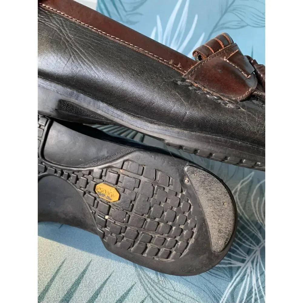 Johnston & Murphy Brown Black MOCCASIN TASSLE Leather Shoes mens 12 M